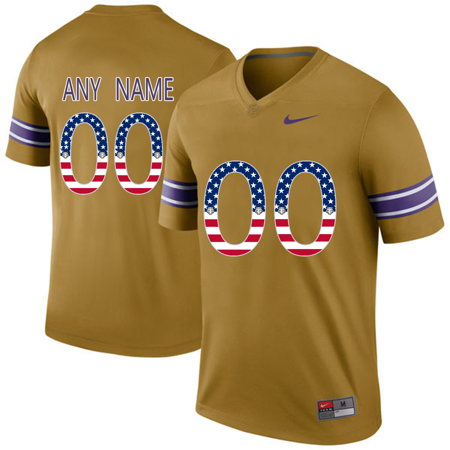 US Flag Fashion  Men LSU Tigers Customized College Football Limited Throwback Legand Jersey  Gridiron Gold